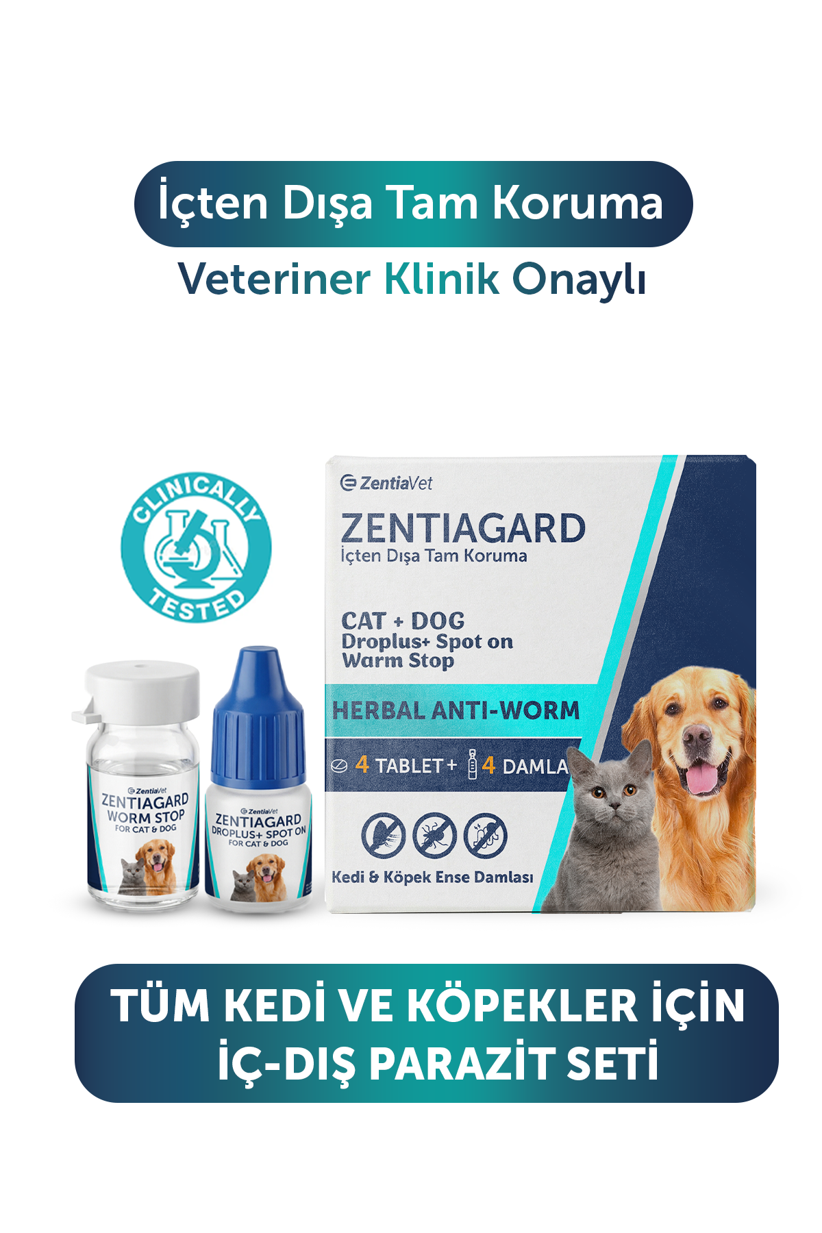 Kedi Köpek İç Dış Parazit Uzaklaştırıcı Kedi Bit Pire Kene