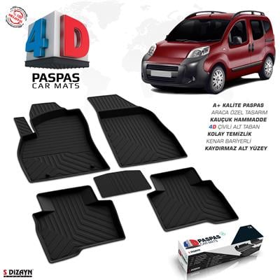 S-Dizayn Citroen Nemo 4D Havuzlu Paspas Siyah 2008-2017 A+Kalite