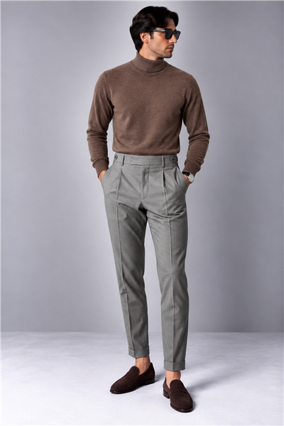 Cotton Cashmere High Neck Knit