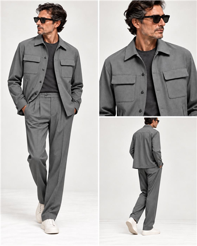 FK Modern Wool Smart Casual Suit — Medium Grey
