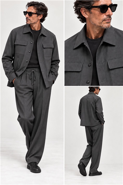FK Pure Wool Smart Casual Suit — Anthracite