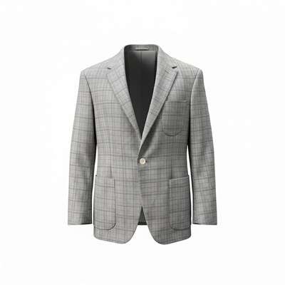 Karakaşlı Açık Gri Kareli Blazer