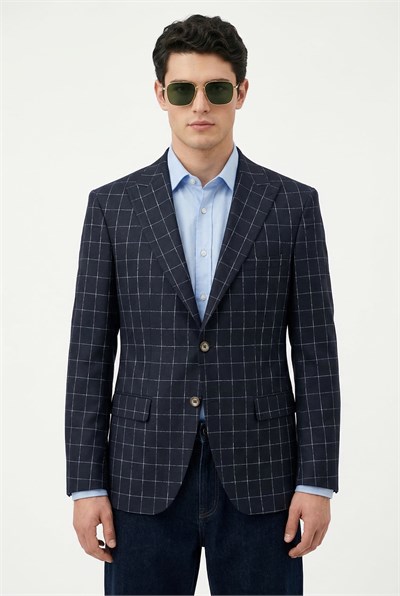 Karakaşlı Gri Kareli Blazer