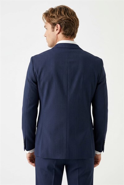 Karakaşlı Lacivert Pinstripe Suit Ceket