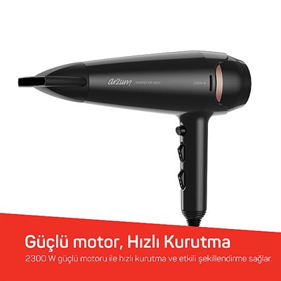 Arzum AR5134-0100 Siyah Hairstar Neo Saç Kurutma Makinesi