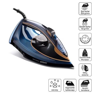 Arzum AR6052-1600 Steamlux Buharlı Ütü-Mavi