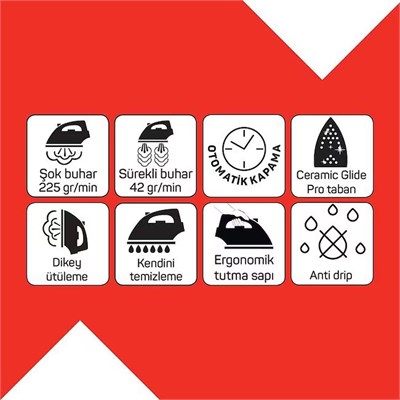 Arzum AR6052-1600 Steamlux Buharlı Ütü-Mavi