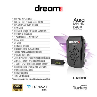 Dreamstar Aura Mini HD Full HD Uydu Alıcısı