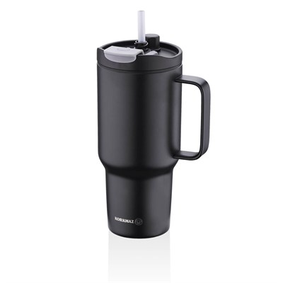 Korkmaz A5577 Freedom Pipetli Bardak Termos 1,0 Lt. Siyah