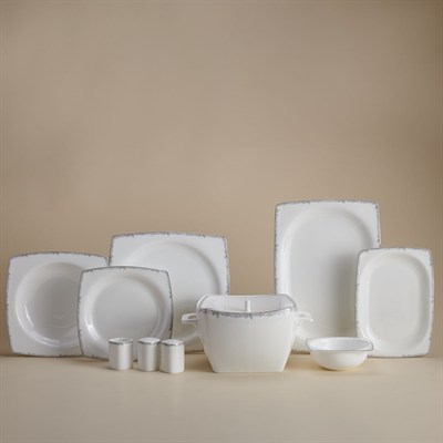 Korkmaz A8424 Bone Sel. 60 P Yemek Takımı (Kare)