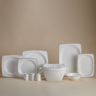 Korkmaz A8427 Bone Sel. 60 P Yemek Takımı (Kare)