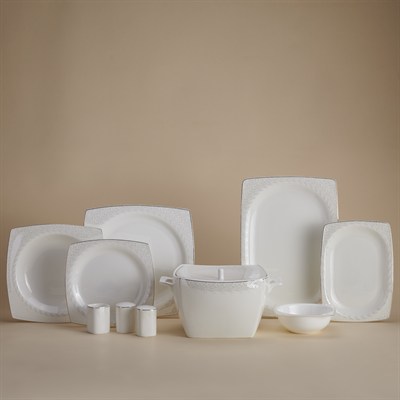 Korkmaz A8451 Bone Sel. 60 P Yemek Takımı (Kare)