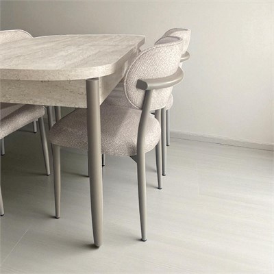 Nar Star Masa 80*130 Traverten Cappuccino Metal Ayak