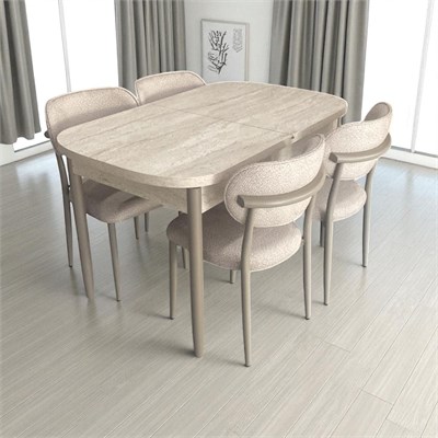 Nar Star Masa 80*130 Traverten Cappuccino Metal Ayak