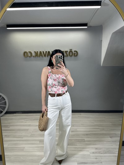 EKRU KEMERLİ BAGGY JEAN