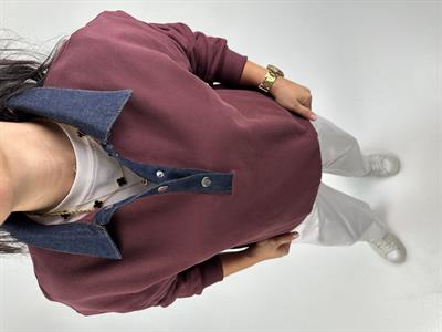 POLO KOT DETAY YAKALI BORDO SWEATSHİRT