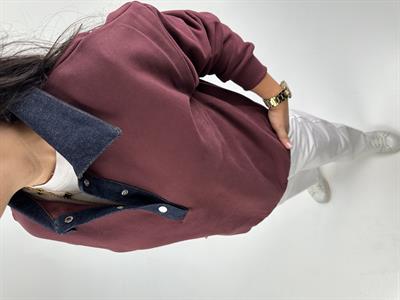 POLO KOT DETAY YAKALI BORDO SWEATSHİRT