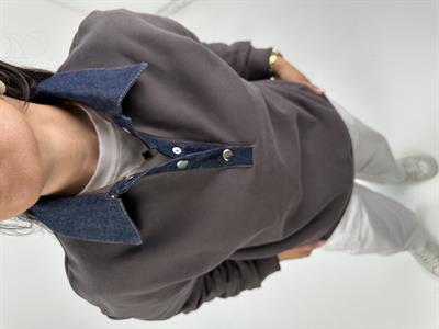 POLO KOT DETAY YAKALI HAKİ SWEATSHİRT