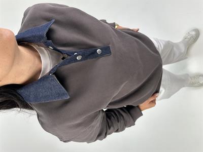 POLO KOT DETAY YAKALI HAKİ SWEATSHİRT