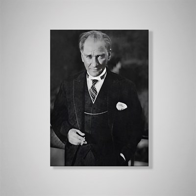 Atatürk Kanvas Tablo – Siyah Beyaz Mustafa Kemal Atatürk Portre Duvar Tablosu