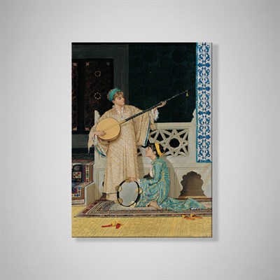 İki Müzisyen Kız Kanvas Tablo – Osman Hamdi Bey Two Musician Girls Klasik Sanat Eseri