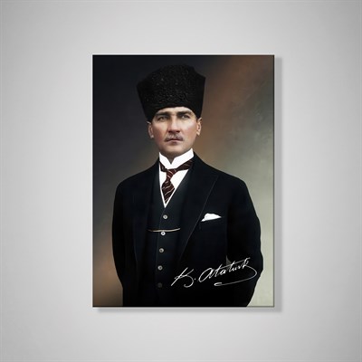Mustafa Kemal Atatürk İmzalı Portre Kanvas Tablo – Premium Kalite Duvar Dekoru