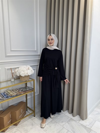 ALMARWAH Broş Detaylı Pantolon Takım Siyah