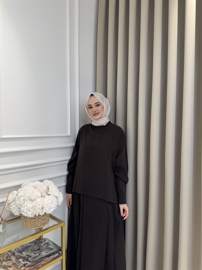 ALMARWAH Tensel Etek Takım Kahverengi