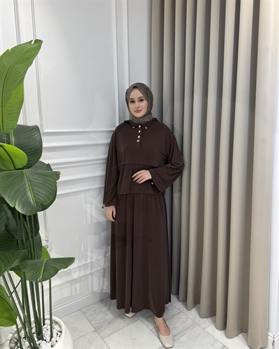 Alya Bambu Etek Takım Kahverengi