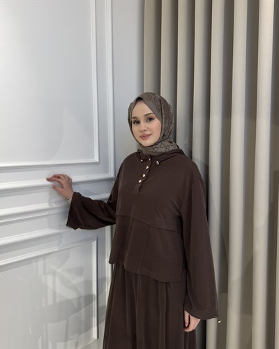Alya Bambu Etek Takım Kahverengi