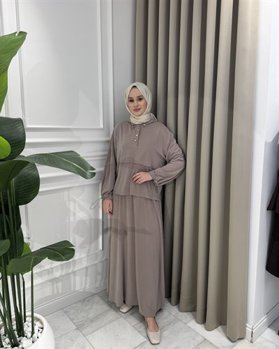 Alya Bambu Etek Takım Vizon