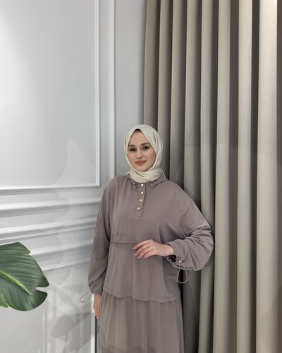 Alya Bambu Etek Takım Vizon