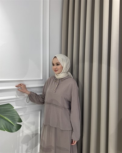 Alya Bambu Etek Takım Vizon