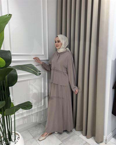 Alya Bambu Etek Takım Vizon