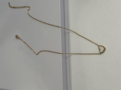 Beyaz Taş Dolgulu-Gold Paslanmaz Çelik Kolye-Kalp Gold