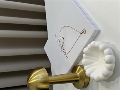 Beyaz Taş Dolgulu-Gold Paslanmaz Çelik Kolye-Kalp Gold