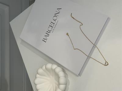 Beyaz Taş Dolgulu-Gold Paslanmaz Çelik Kolye-Kalp Gold