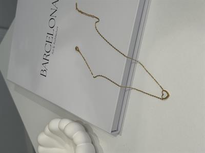 Beyaz Taş Dolgulu-Gold Paslanmaz Çelik Kolye-Kalp Gold