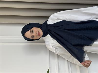 Bloom Desen Şal Gece Mavisi