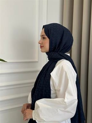 Bloom Desen Şal Gece Mavisi