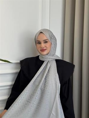 Bloom Desen Şal Gümüş Gri