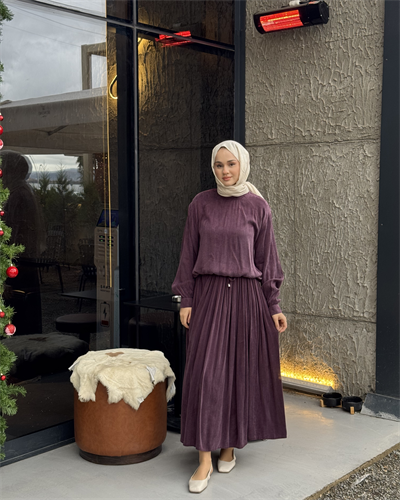 Bluz Etek Takım Mürdüm