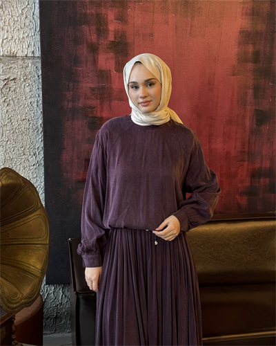 Bluz Etek Takım Mürdüm