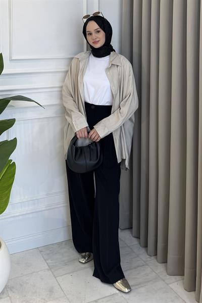 Bol Kesim Gömlek Bej