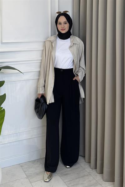 Bol Kesim Gömlek Bej