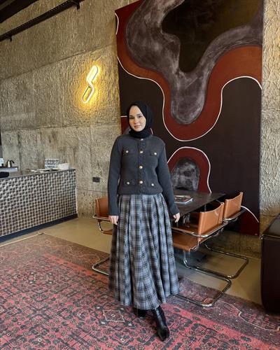 Buklet Dokulu Hırka Füme