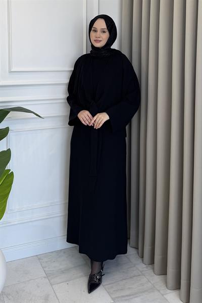 Ceketli Önden Bağlamalı Elbise Siyah