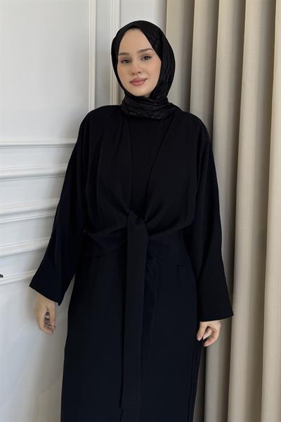Ceketli Önden Bağlamalı Elbise Siyah