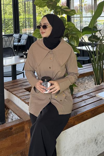 Çıtçıt Kemer Detaylı Gömlek Açık Kahve