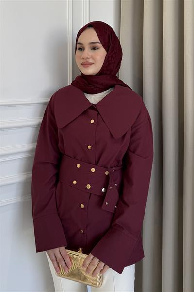 Çıtçıt Kemer Detaylı Gömlek Bordo